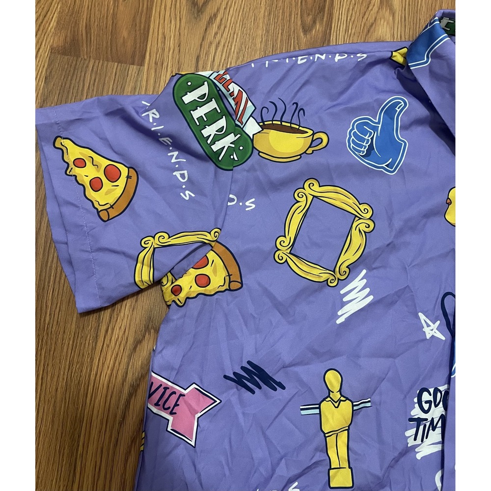 Friends Button-Up Mens Extra Large Allover Print Central Perk - Picture 8 of 10